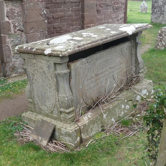 William Price Memorial approximately 2 meters south of chancel of Church of St Mary and St David