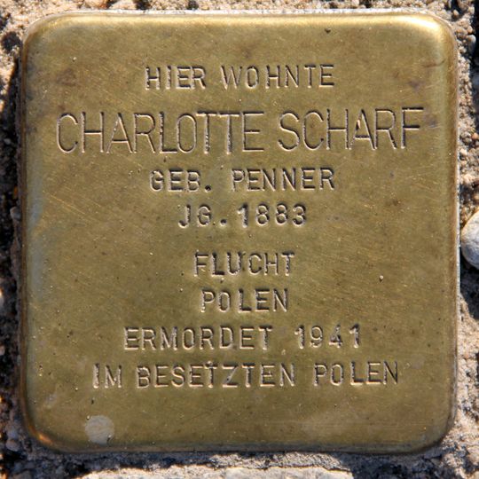 Stolperstein dedicated to Charlotte Scharf