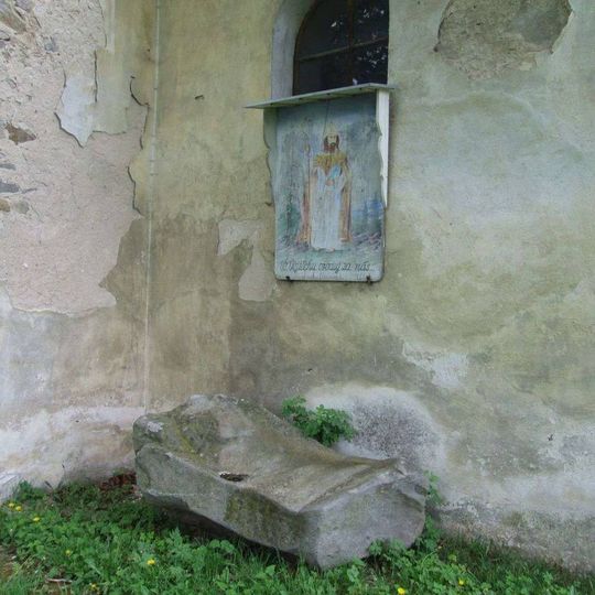 Obrázek svatého Vojtěcha u kostela v Petrovicích