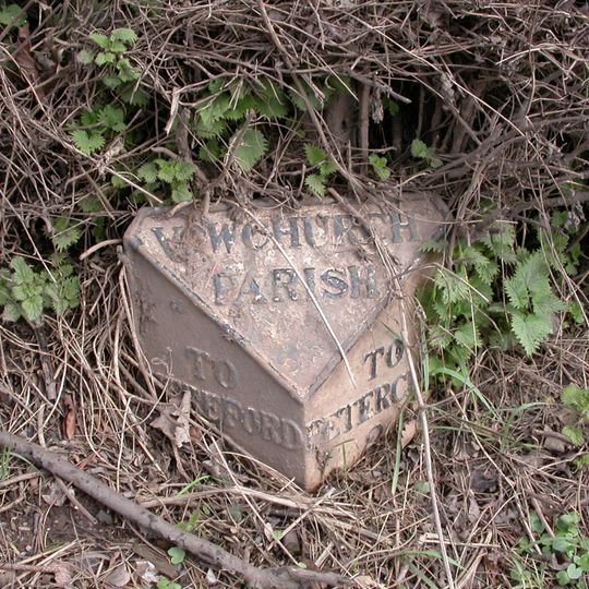 Milepost, 50m E jcn B4347, opp. The Croft