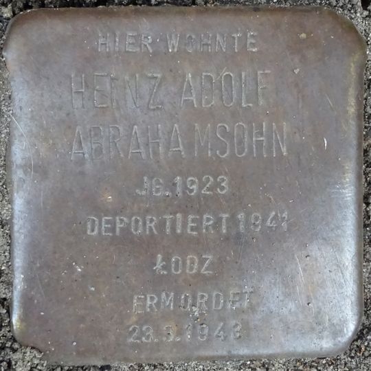 Stolperstein à la mémoire de Heinz Adolf Abrahamssohn