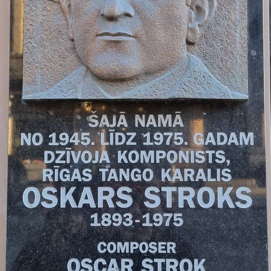Commemorative plaque to Oskars Stroks