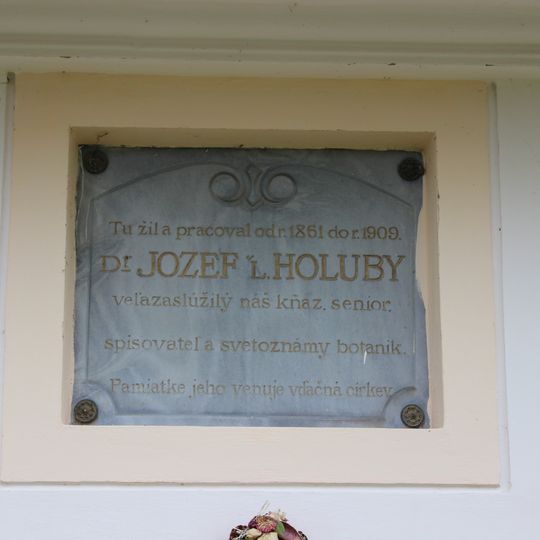 Memorial board of Jozef Ľudovít Holuby in Zemianske Podhradie