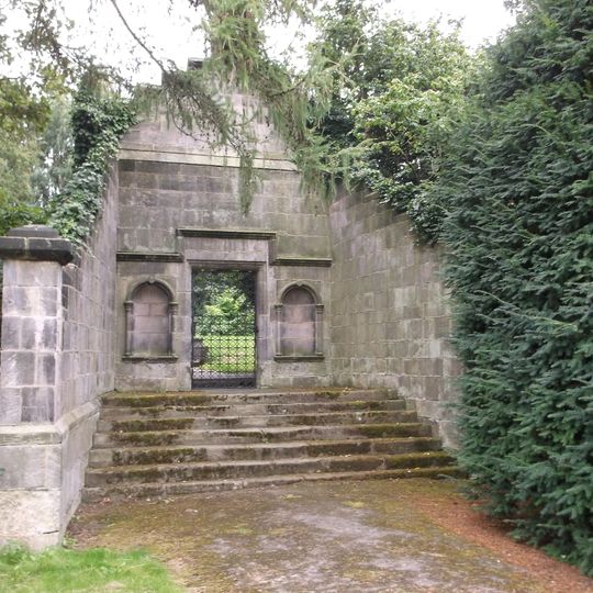 Balustrades, gateway and bridge on terrace to south east of Risley Hall