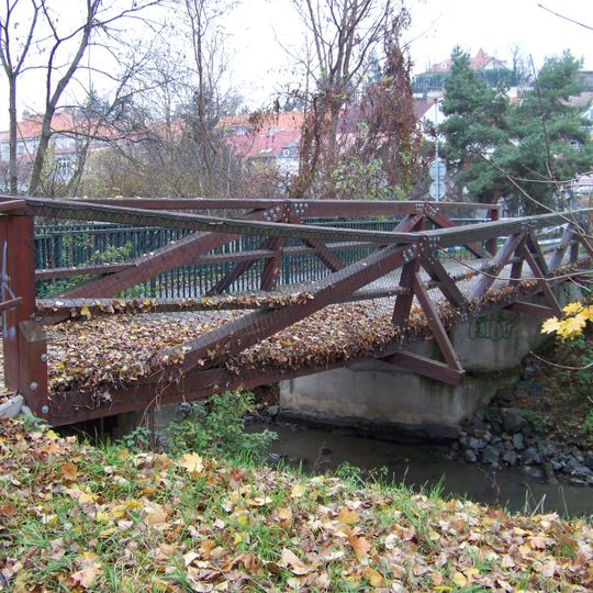 Bridges of Na lávce street over Botič