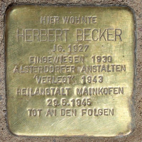 Stolperstein dedicated to Herbert Becker