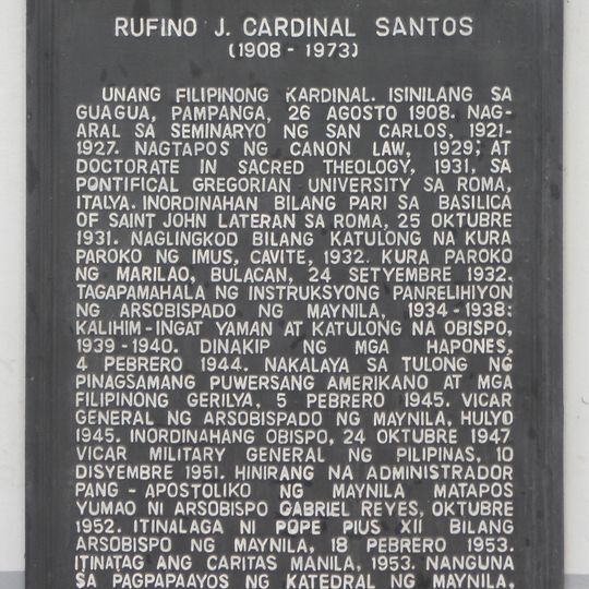 Rufino J. Cardinal Santos historical marker