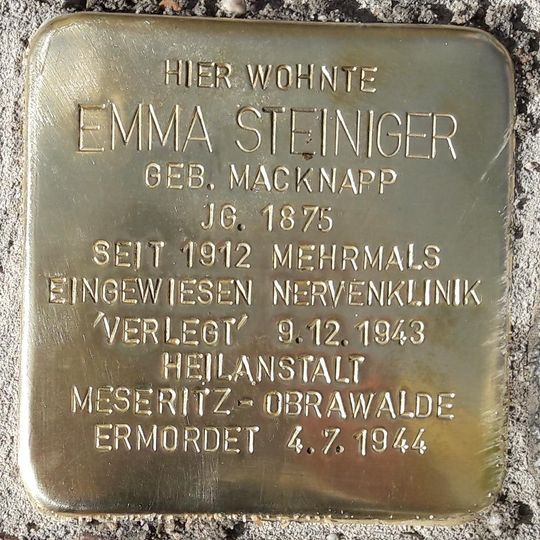 Stolperstein dedicated to Emma Steiniger