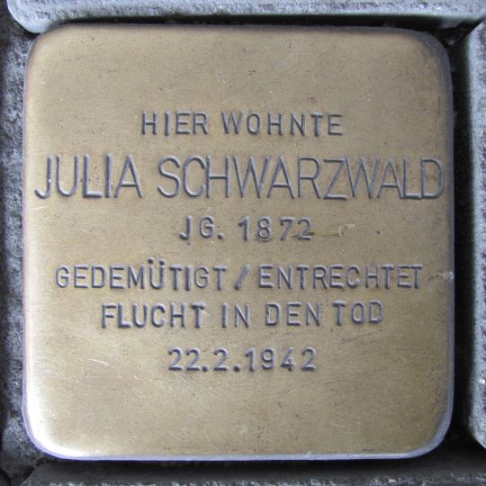 Stolperstein dedicated to Julia Schwarzwald