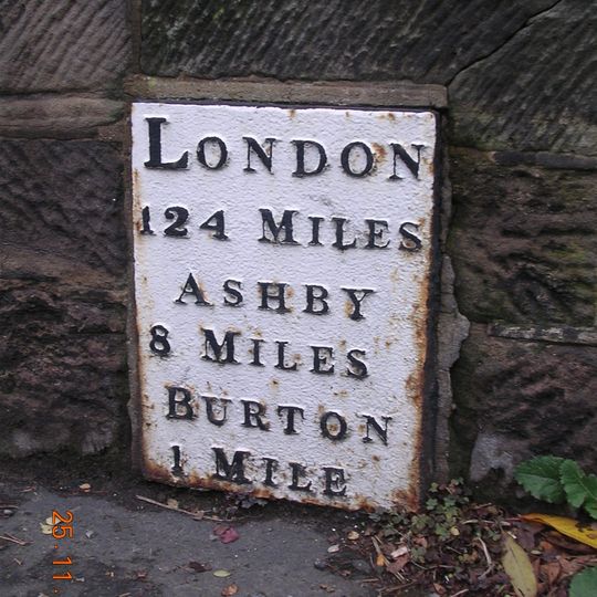 Milepost, Ashby Road; Winshill, by No. 29, below junction with Mervyn Road