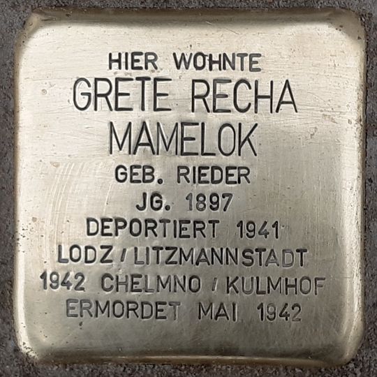 Stolperstein en memoria de Grete Recha Mamelok