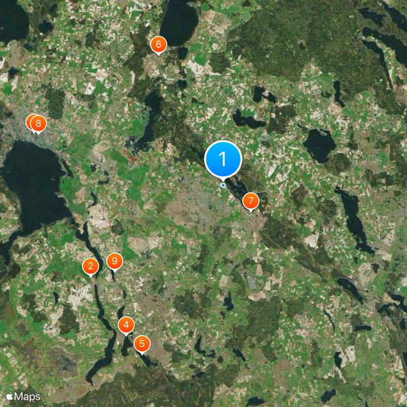 Région des lacs de Mazurie Carte