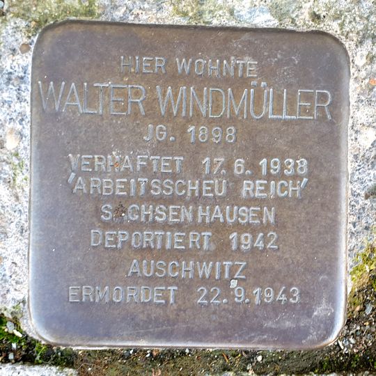 Stolperstein à la mémoire de Walter Windmüller