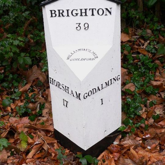 Milepost, Brighton Road, by jct with Hascombe Road and Mustead Heath Road