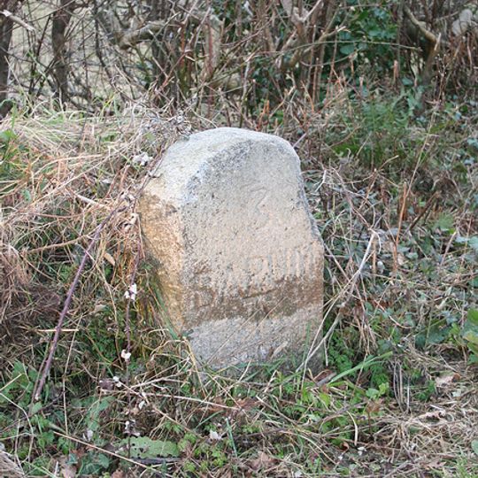 Milestone, lower entrance drive to Overton House