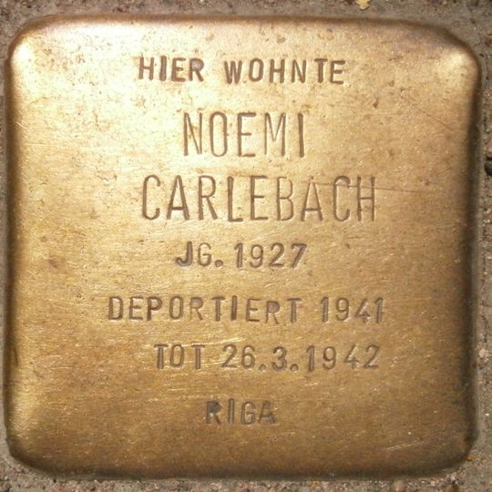 Stolperstein dedicated to Noemi Carlebach