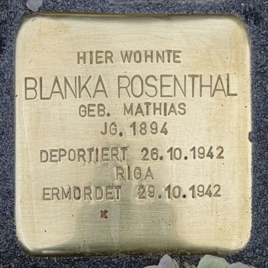 Stolperstein dedicated to Blanka Rosenthal