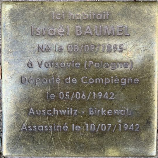 Stolperstein en memoria de Israël Baumel