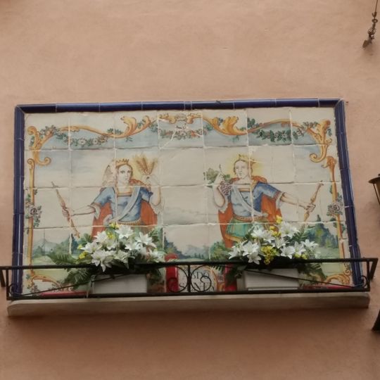 Ceramic panel of Saints Abdon and Sennen