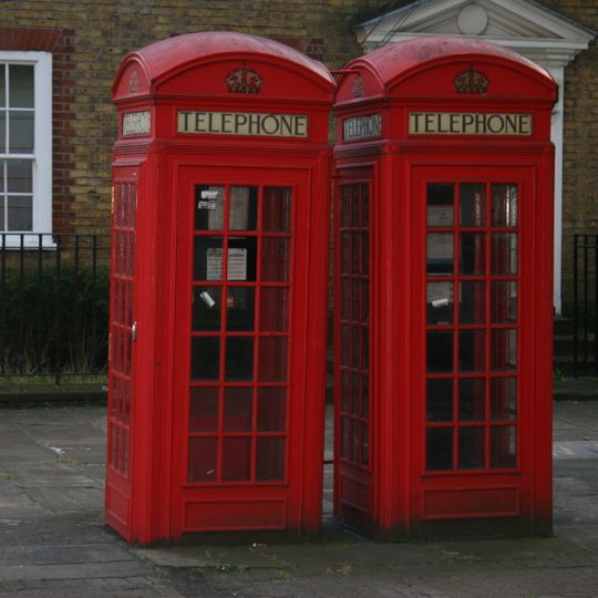 Pair Of K2 Telephone Kiosks By Entrance To Rotherhithe Tunnel