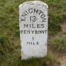 MILESTONE SITED ABOUT 800m NE.OF ROAD JUNCTION WITH A44 IN PENYBONT VILLAGE, A488