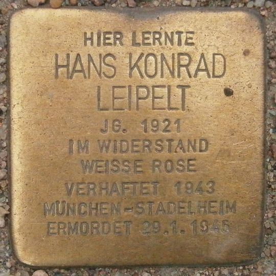 Stolperstein dedicated to Hans Konrad Leipelt