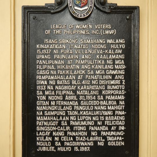 League of Women Voters of the Philippines, Inc. historical marker