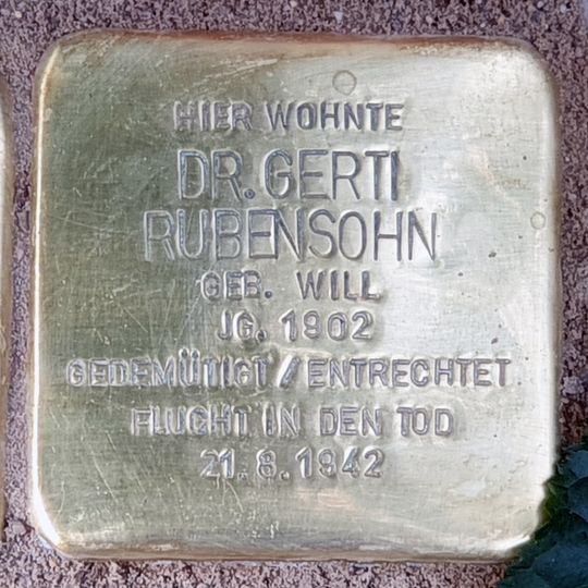 Stolperstein dedicated to Gerti Rubensohn