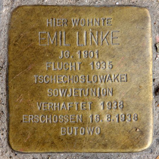 Stolperstein dedicated to Emil Linke