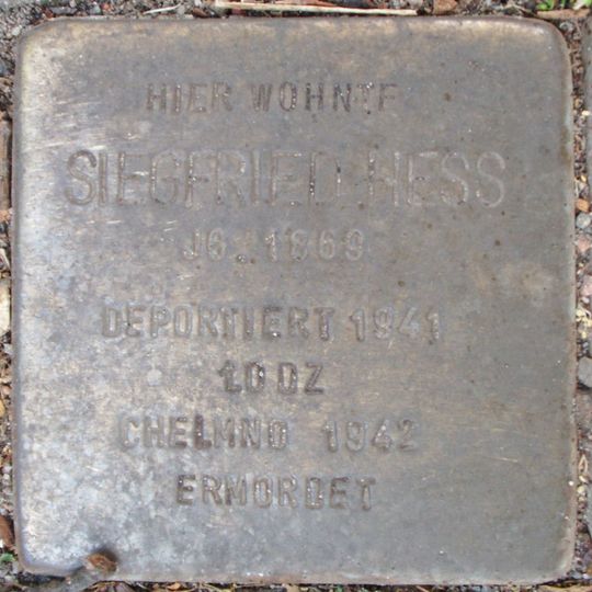 Stolperstein dedicated to Siegfried Hess