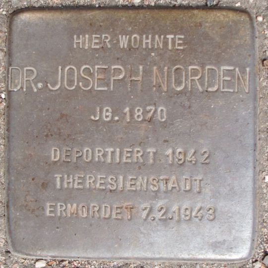 Stolperstein dedicated to Joseph Norden