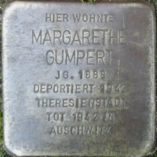 Stolperstein dedicated to Margarethe Gumpert