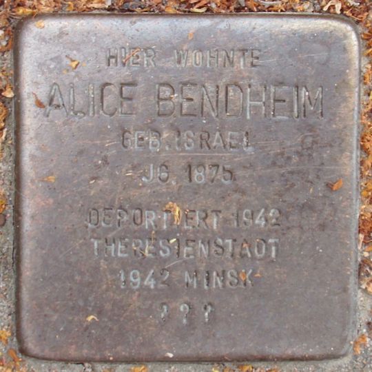 Stolperstein dedicated to Alice Bendheim