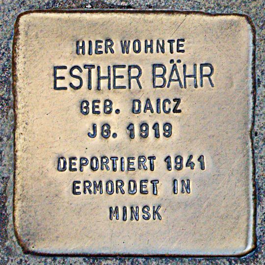 Stolperstein à la mémoire d’Esther Bähr