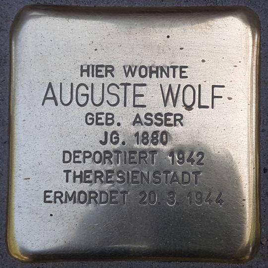 Stolperstein dedicated to Auguste Wolf
