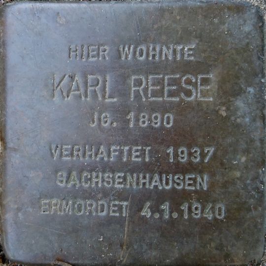 Stolperstein en memoria de Karl Reese