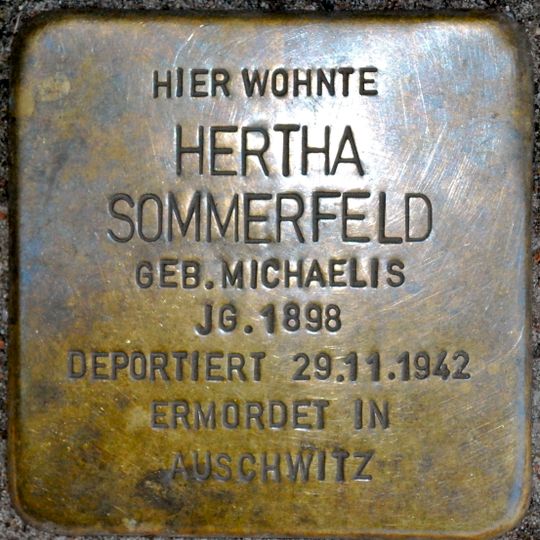 Stolperstein dedicated to Hertha Sommerfeld