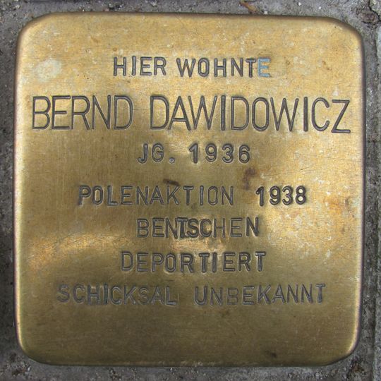 Stolperstein en memoria de Bernd Dawidowicz