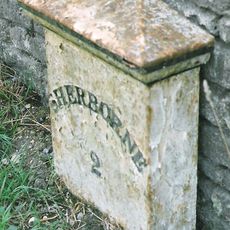 Milepost, 5m N of dual carriageway opposite turning to Silverlake farm