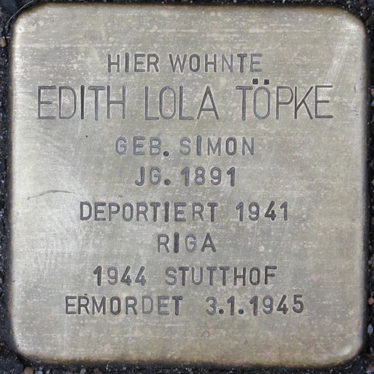 Stolperstein en memoria de Edith Lola Töpke