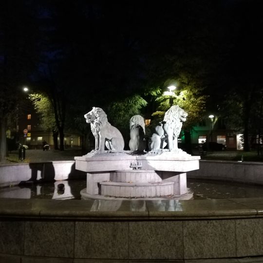 Fountain with lions in Zambrów