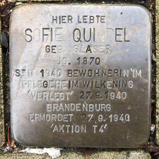 Stolperstein dedicated to Sofie Quindel