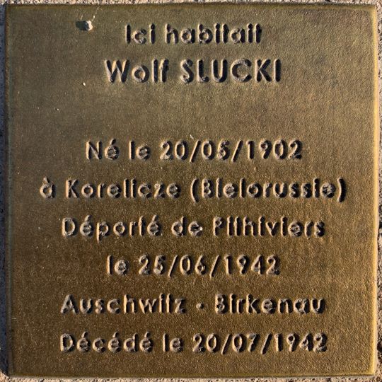 Stoleperstein à la mémoire de Wolf Slucki