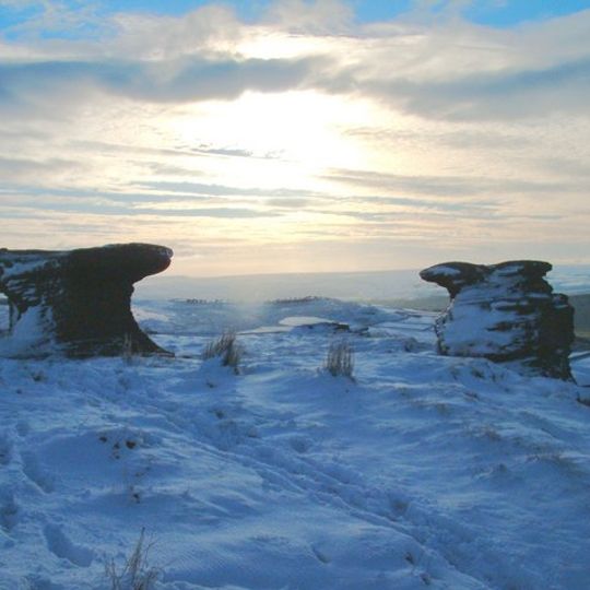 Two prominent cup marked rock outcrops known as Doubler Stones