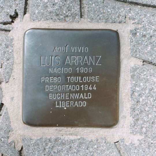 Stolperstein dedicada a Luis Arranz Izquierdo