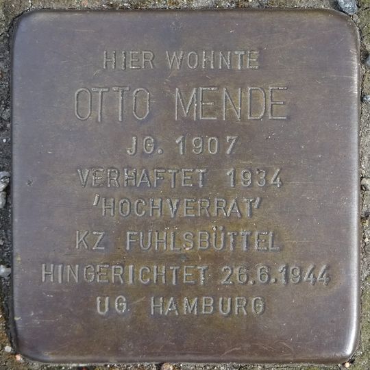 Stolperstein en memoria de Otto Mende