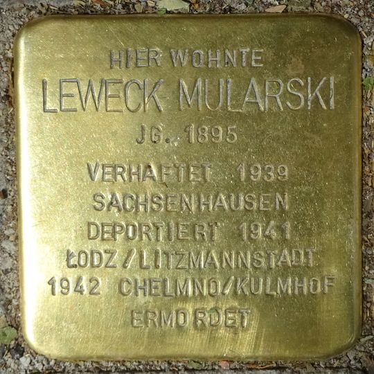Stolperstein dedicated to Leweck Mularski