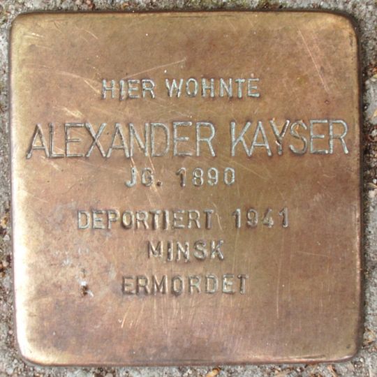 Stolperstein dedicated to Alexander Kayser