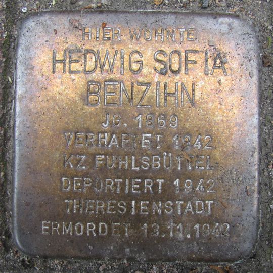 Stolperstein en memoria de Hedwig Sofia Benzihn