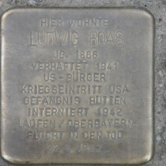 Stolperstein dedicated to Ludwig Boas
